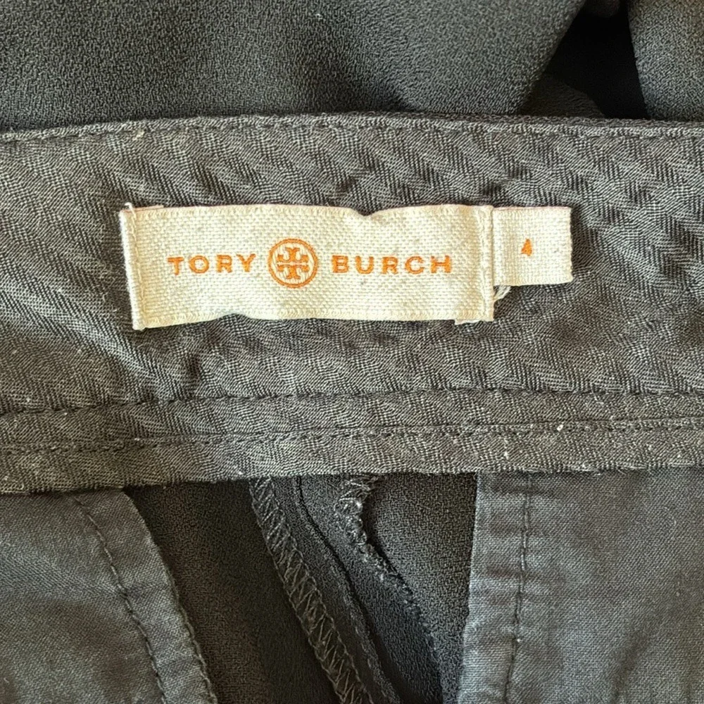 TORY BURCH Women 4 Black Side Zip Straight Leg Slacks Career Office Professional